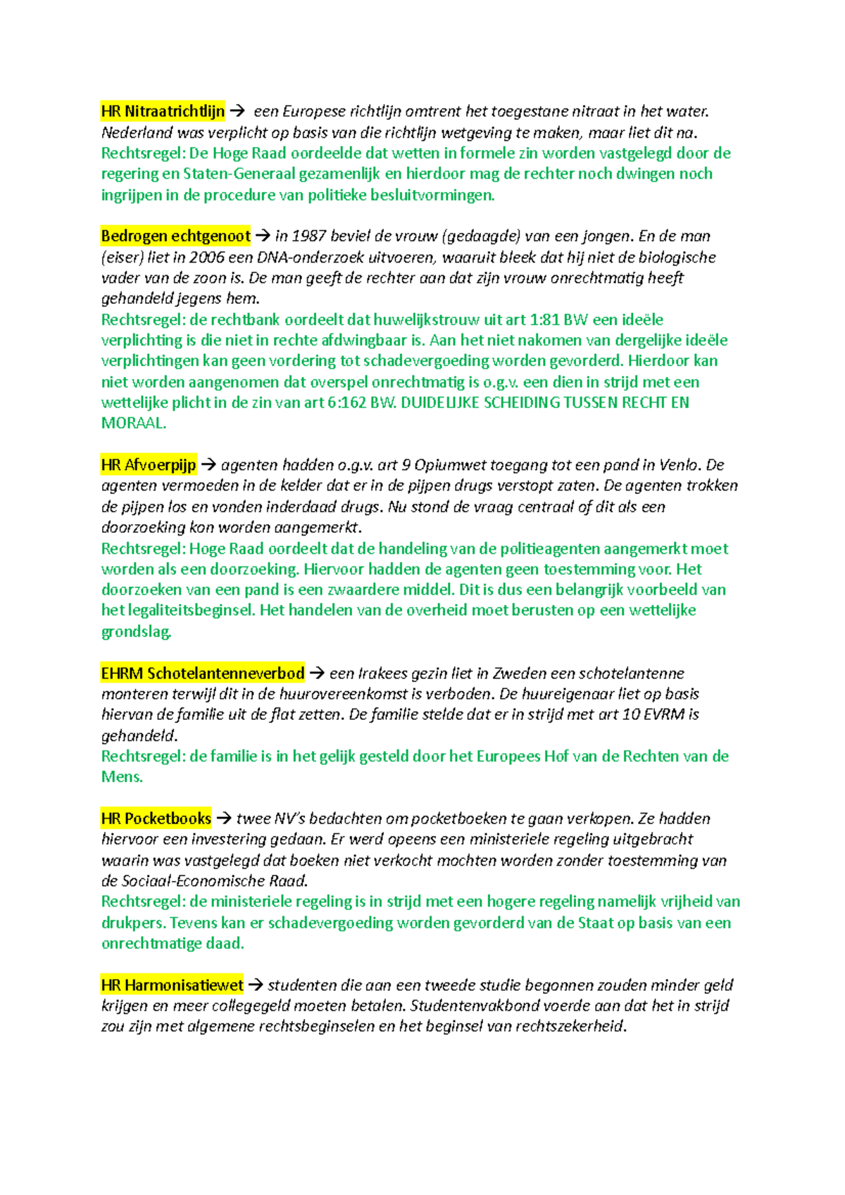 Arresten Inleiding Rechtswetenschappen - HR Nitraatrichtlijn Een ...