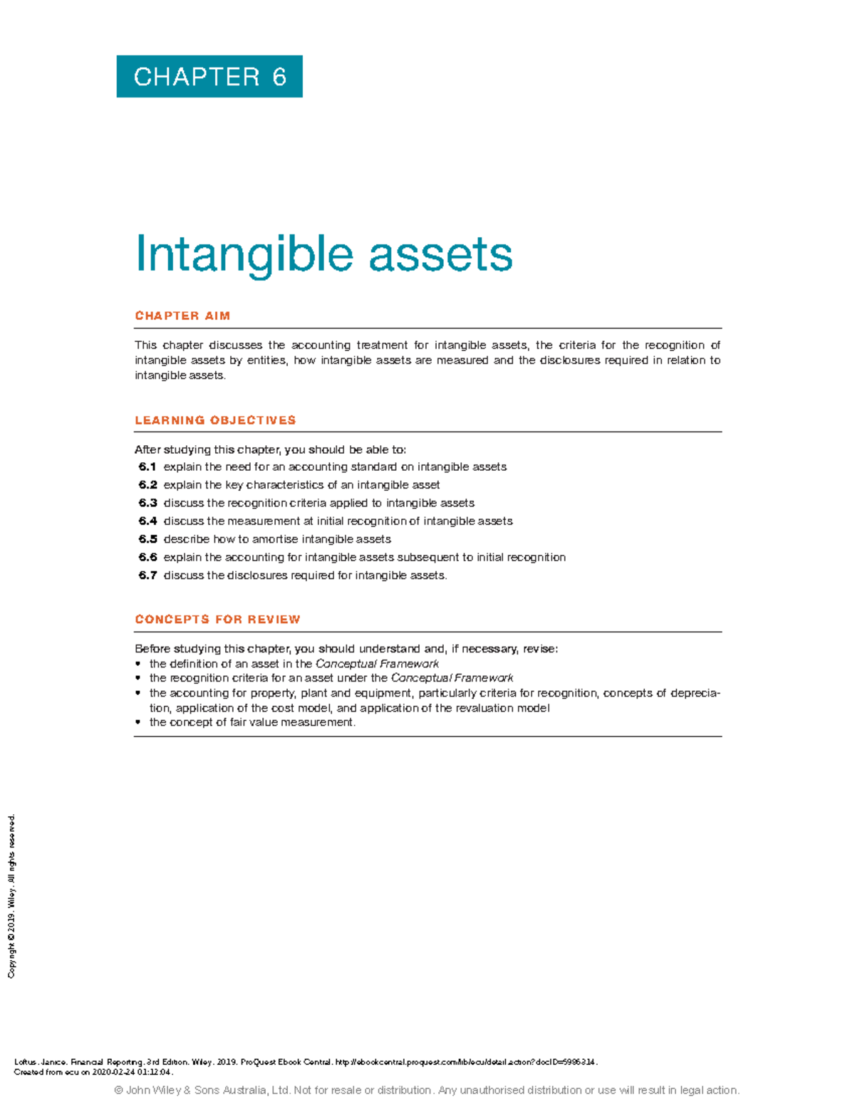 Chapter 6 Intangible Assets - CHAPTER 6 Intangible Assets CHAPTER AIM ...