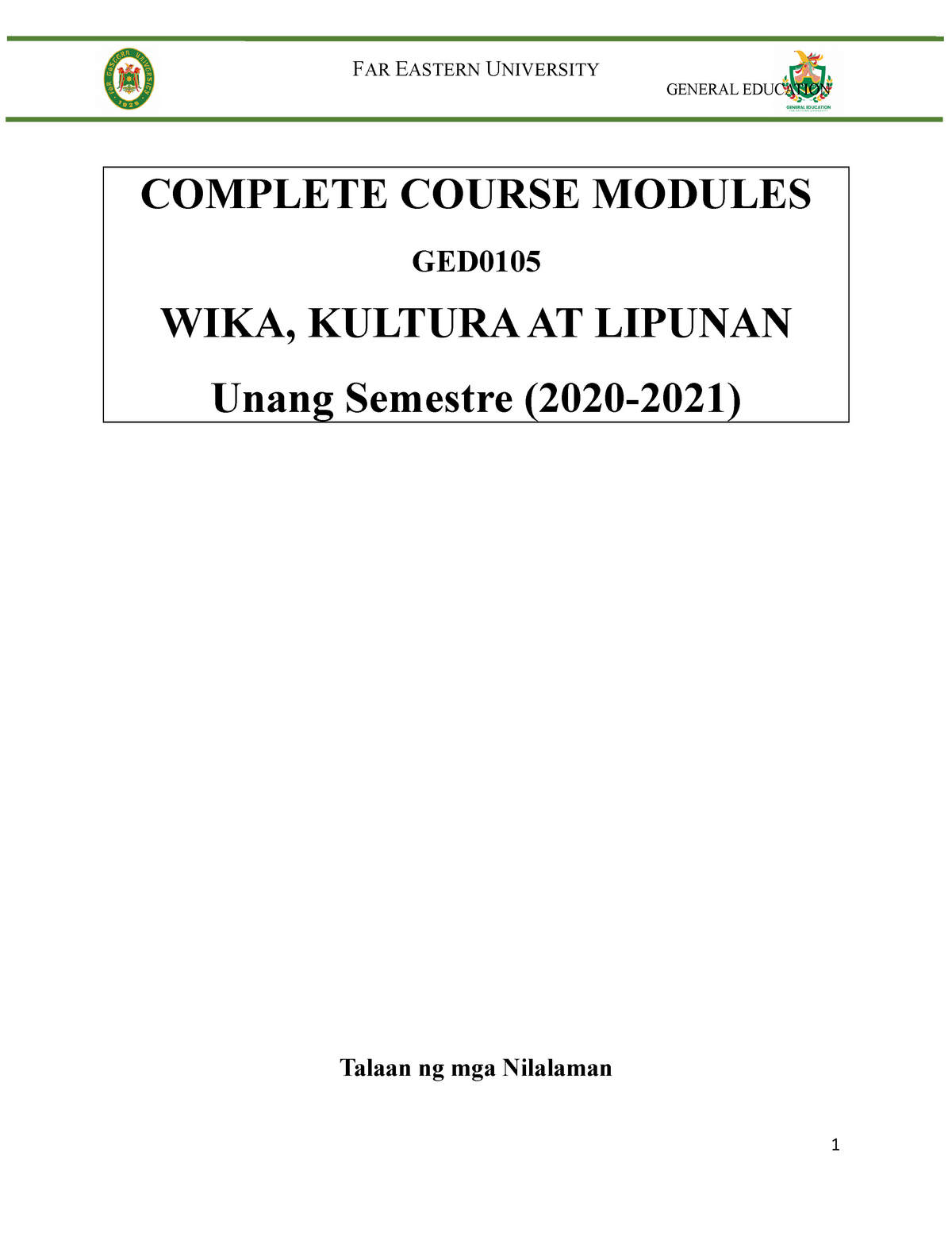 Ccm Ged0105 Wika Kultura At Lipunan General Education Complete Course Modules Ged Wika Kultura Studocu