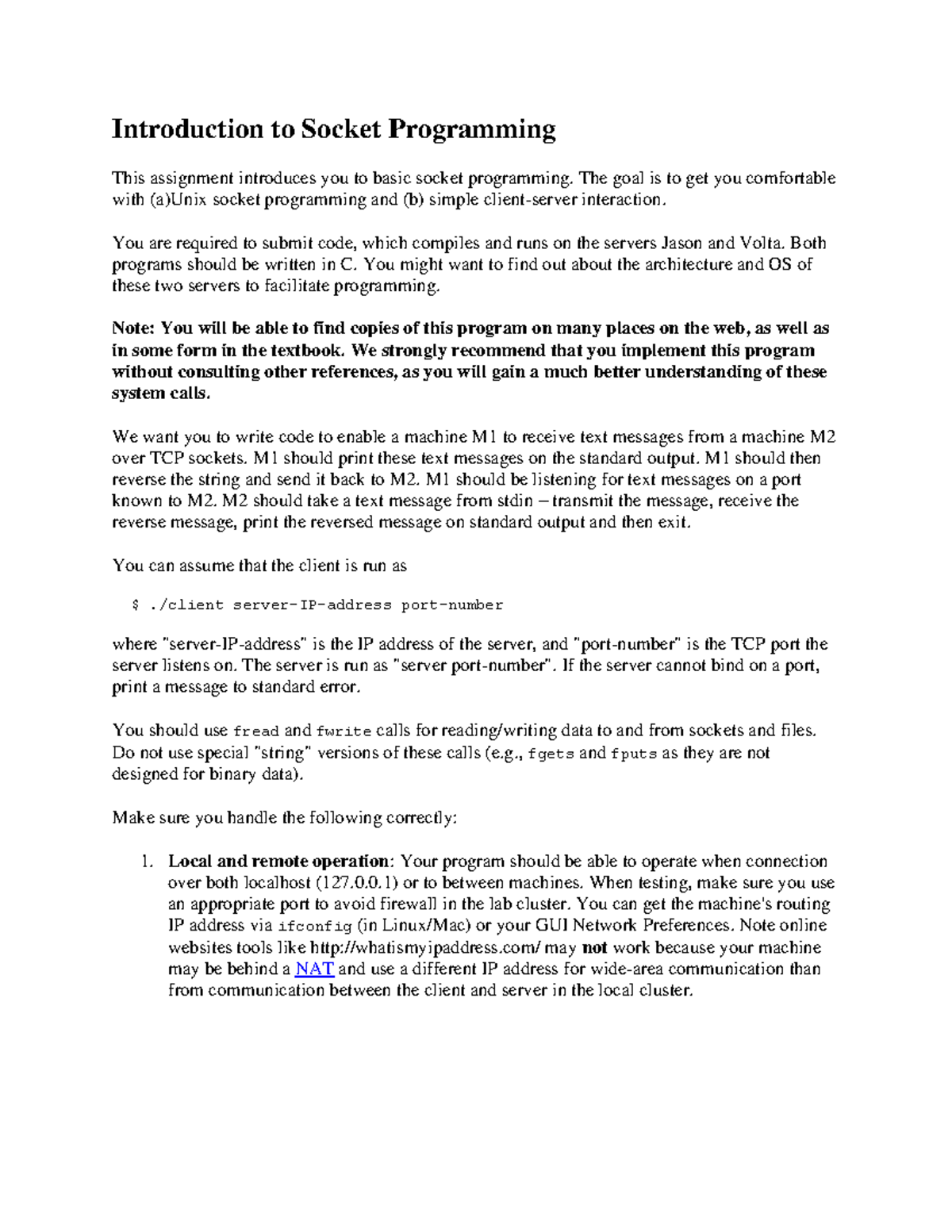 Assignment 3 - Problem Description - Introduction to Socket Programming ...