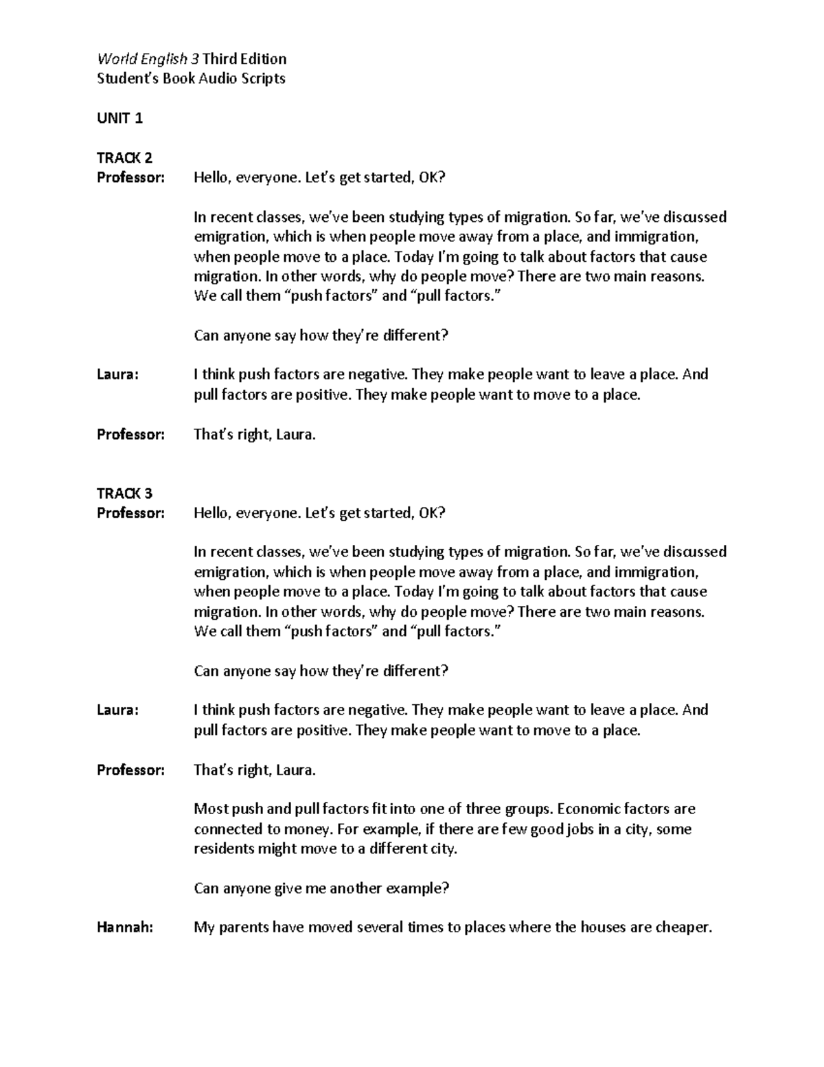 World english 3e level 3 students book audioscripts 0 - Student’s Book ...