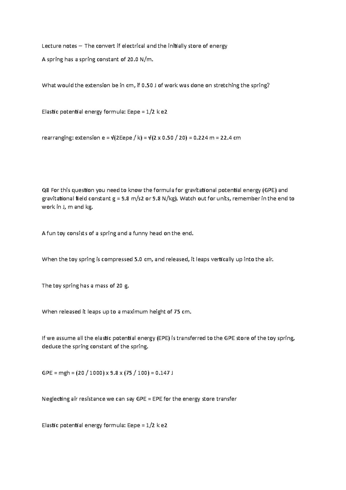 Lecture notes – The convert if electrical and the initially store of ...