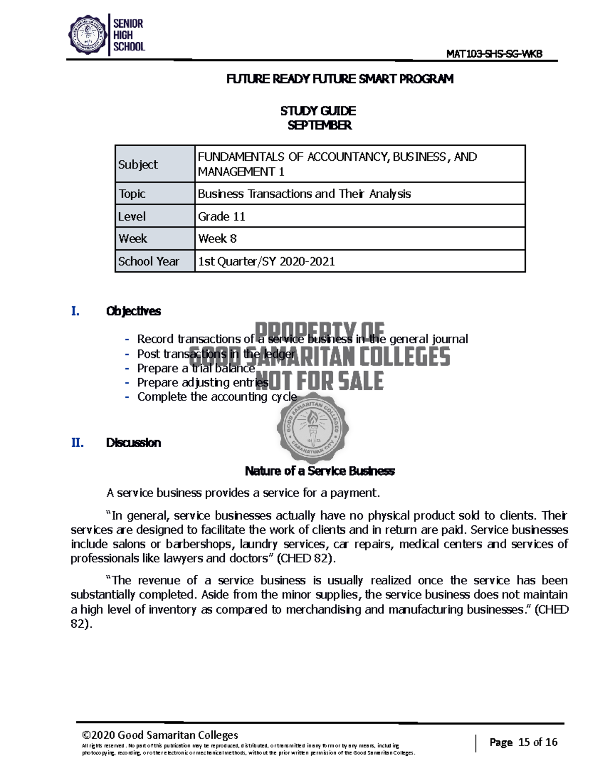 Checked SHS MAT103 Study Guides WK8 - Page 15 of 16 FUTURE READY FUTURE ...