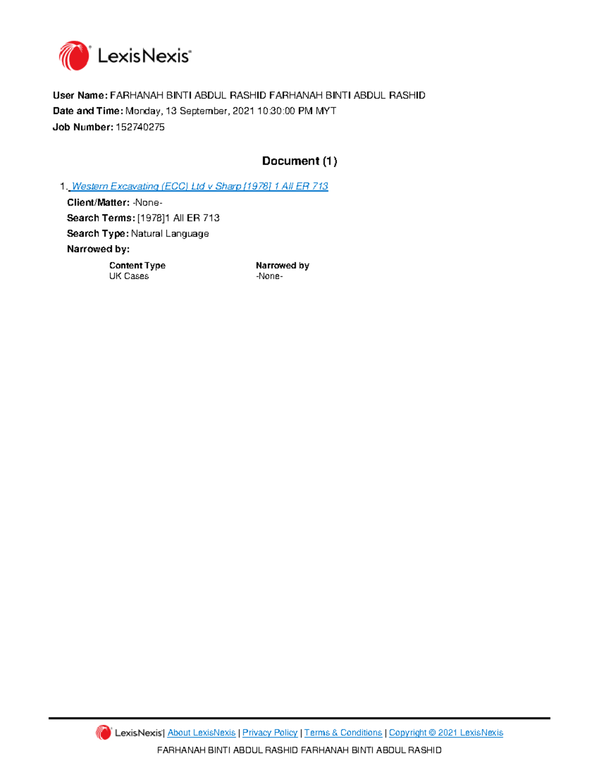 Western Excavating (ECC) Ltd v Sharp [1978] 1 All ER 713 - | About