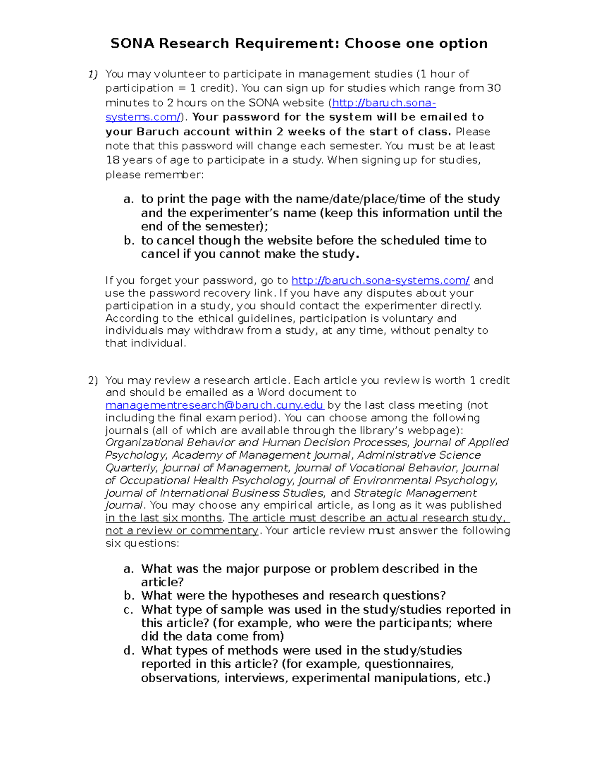 SONA Research Requirement You can sign up for studies which range
