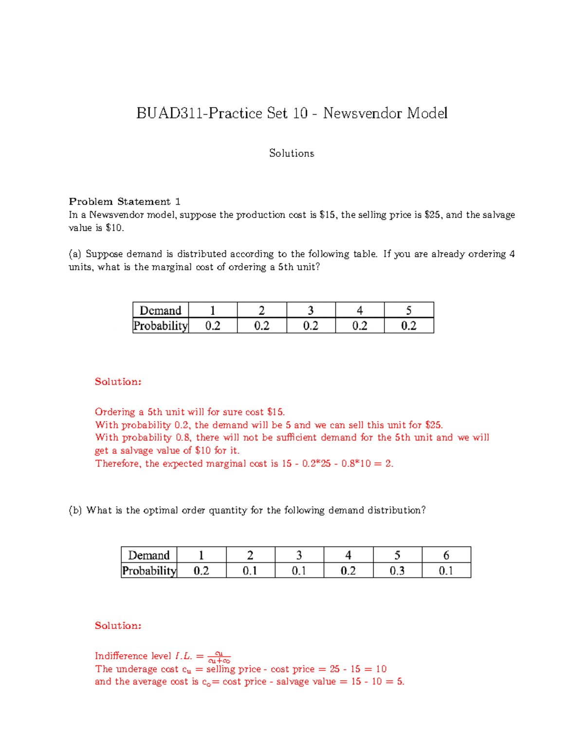 BUAD 311 Practice Set 10 Solutions - BUAD311-Practice Set 10 ...