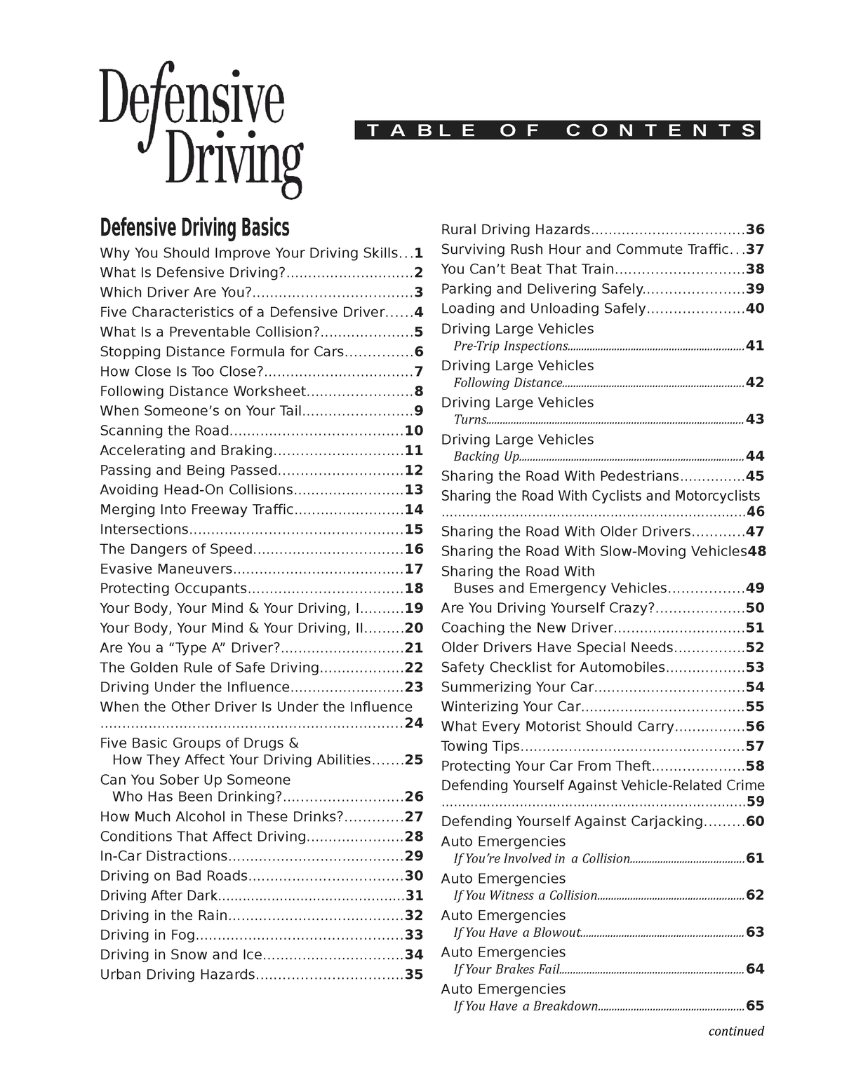 BAsic-Driving-PDF - I Am A Good Student - T A B L E O F C O N T E N T S ...