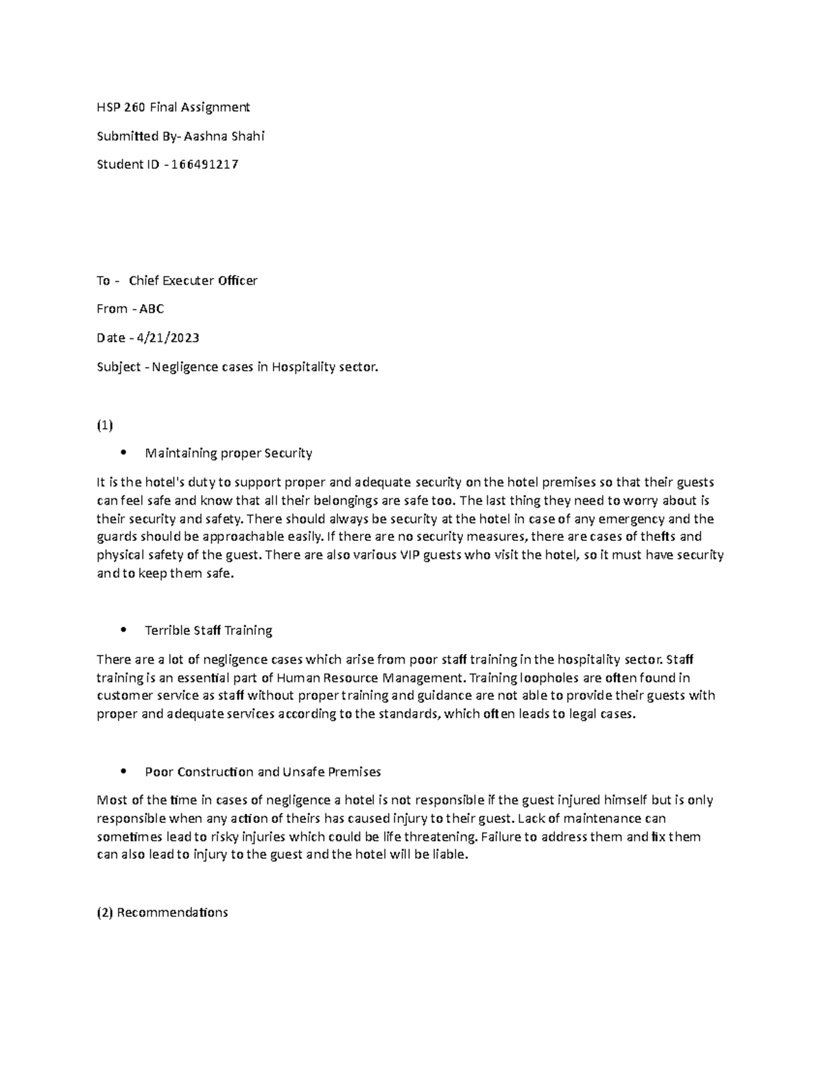 Final Assignment - NOTES - MGT2381 - Algonquin College - Studocu