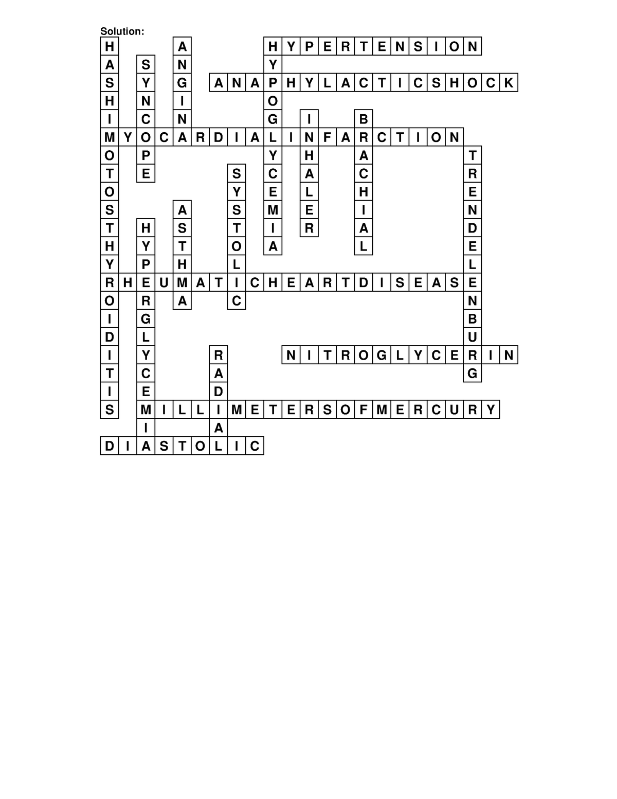 Medical Emergencies Crossword Puzzle answers DENTHYG 200 Solution