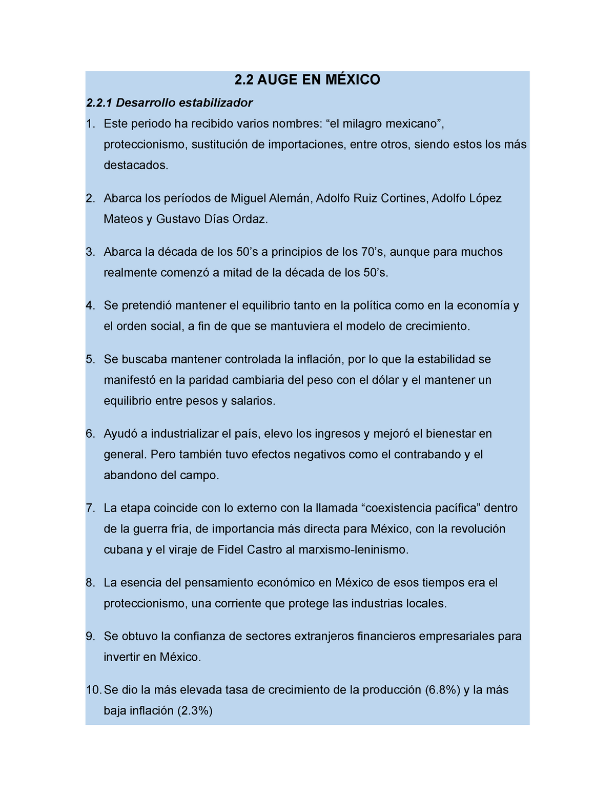 Trabajo-de-estructura - 2 AUGE EN MÉXICO  Desarrollo estabilizador Este  periodo ha recibido - Studocu