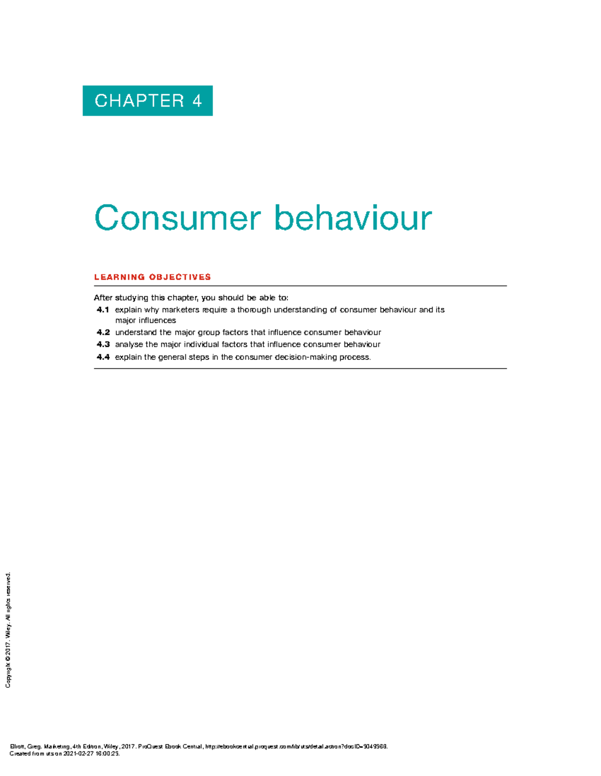 Marketing 4th Edition - ( Chapter 4 Consumer behaviour) - LEARNING ...