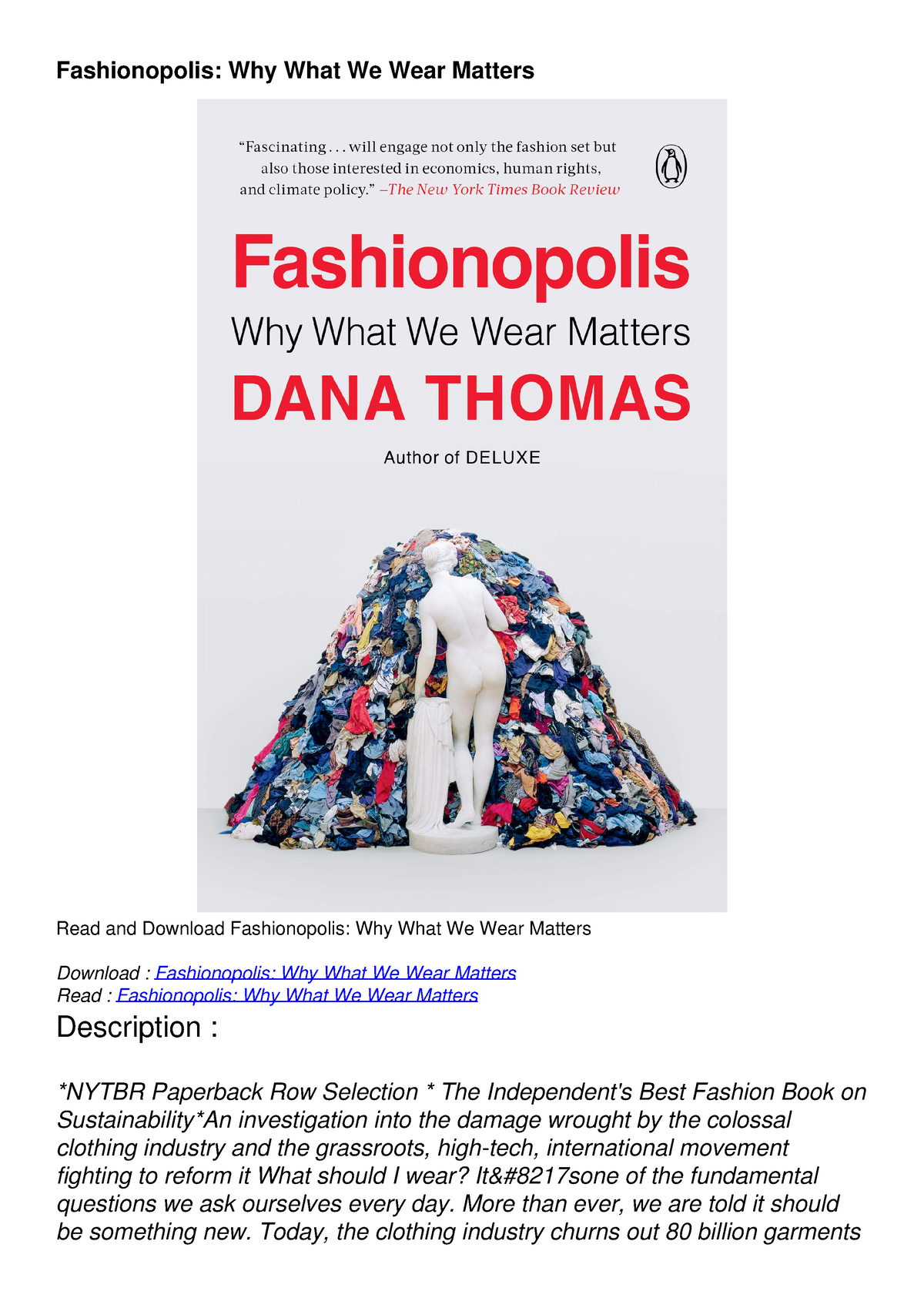 Get [pdf] Download Fashionopolis Why What We Wear Matters Fashionopolis Why What We Wear