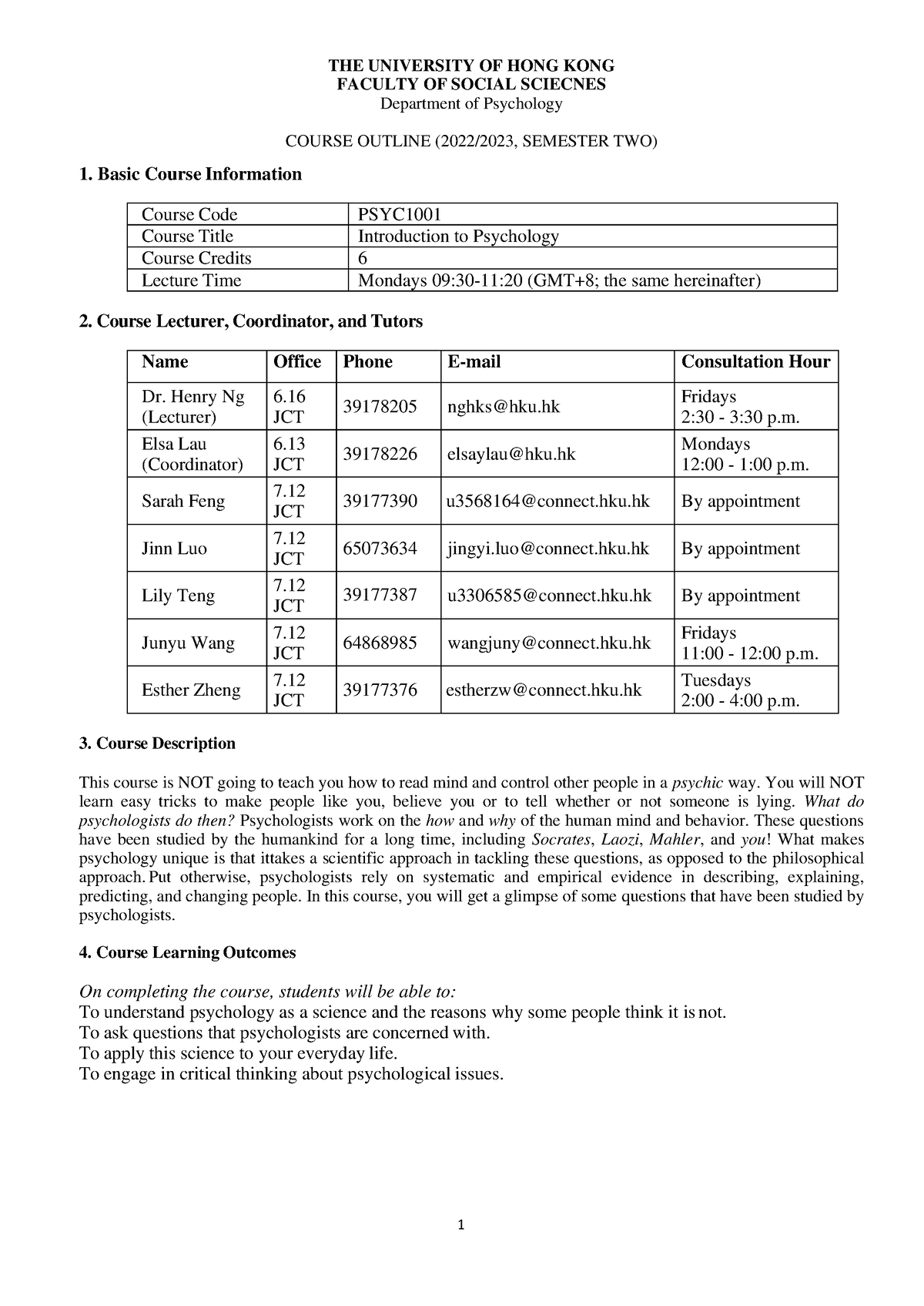 1001 Course Outline 20222023 Spring May 1 Final Exam Scope Revised The University Of Hong 8623