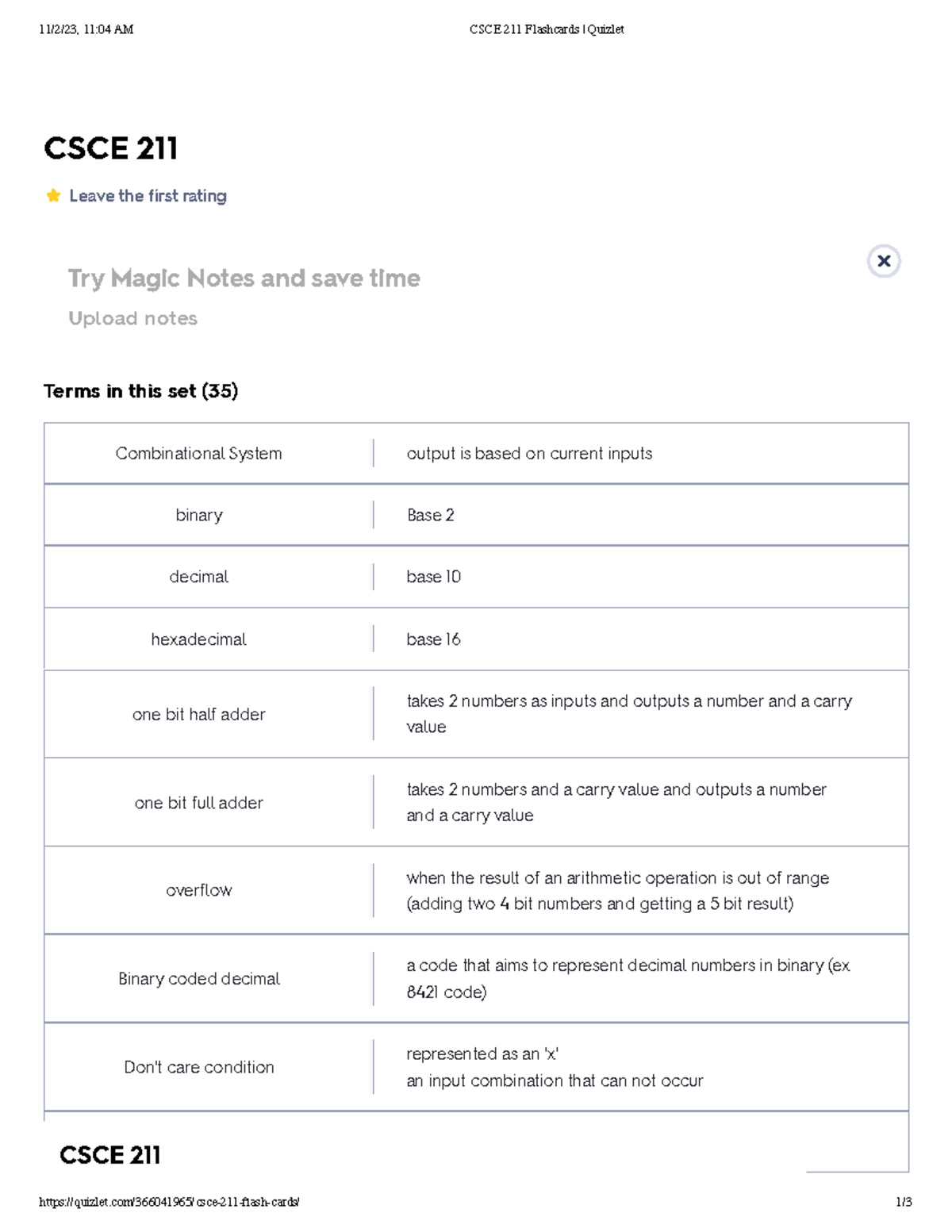 CSCE 211 Flashcards Quizlet - 11/2/23, 11:04 AM CSCE 211 Flashcards ...