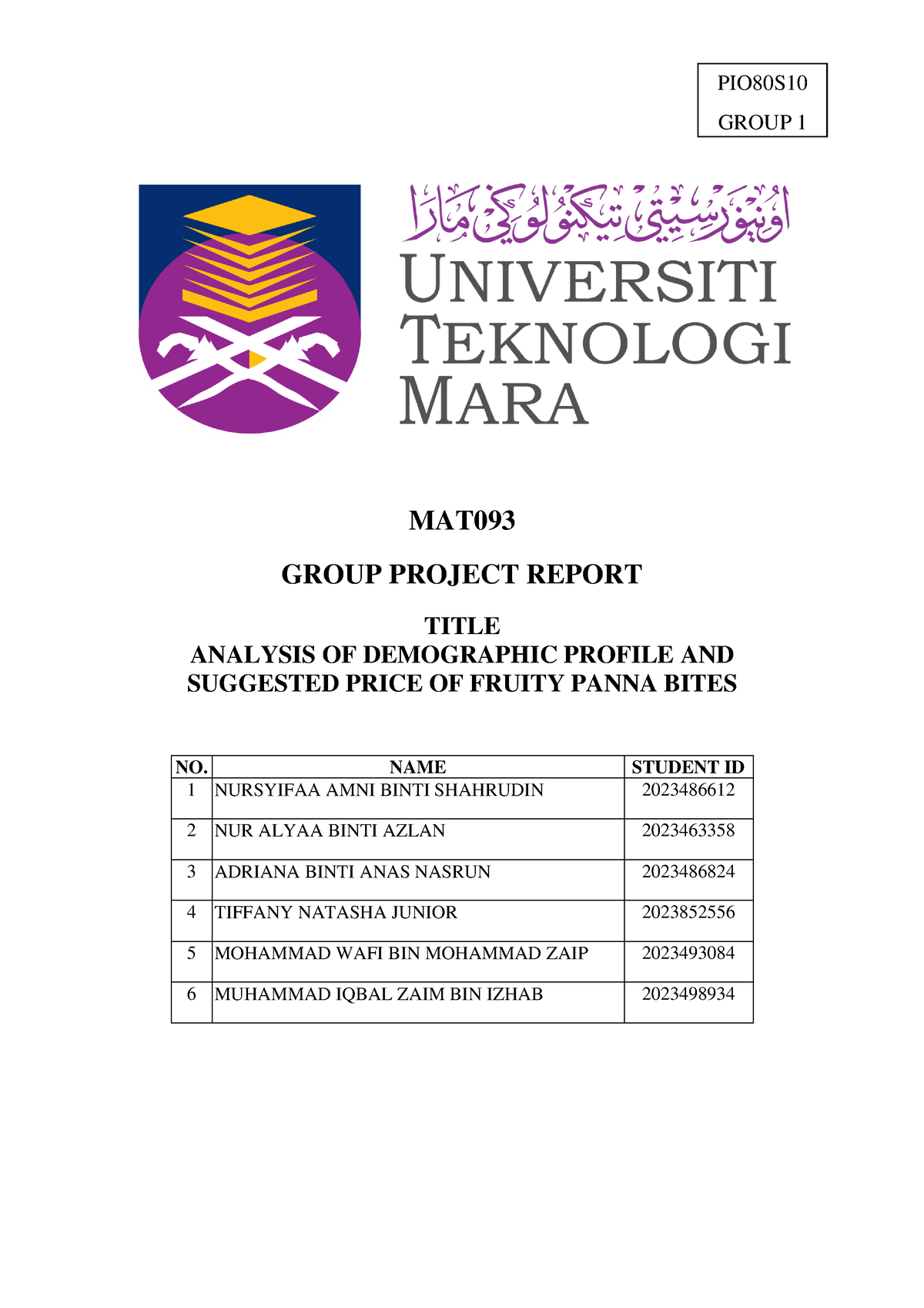 math t assignment sem 1