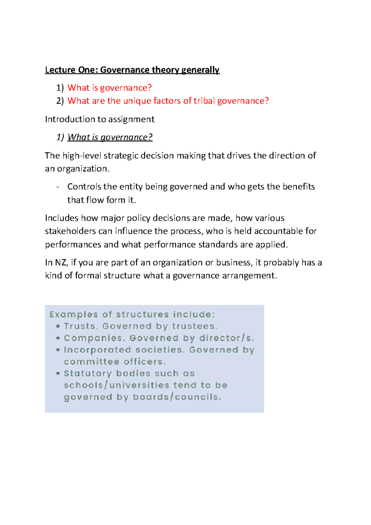 Public Law Co-Governance - Lecture One: Governance theory generally ...