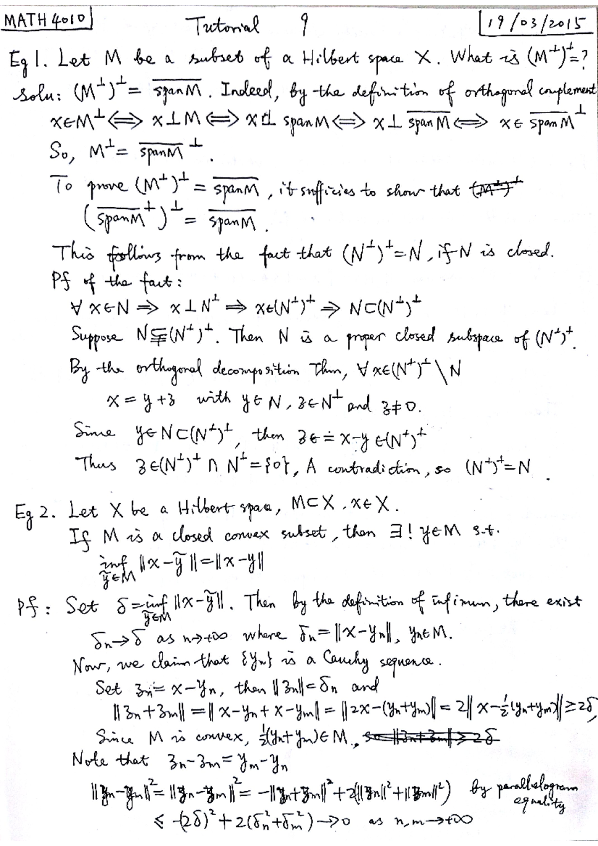 Tutorial 9 - Functional Analysis - Studocu