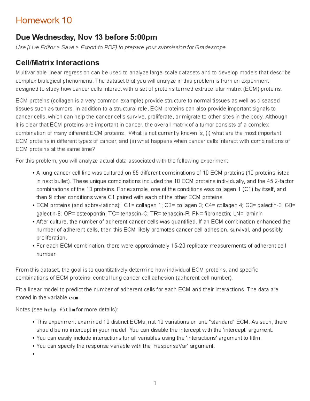 Homework 10 - Homework 10 Due Wednesday, Nov 13 before 5:00pm Use [Live ...