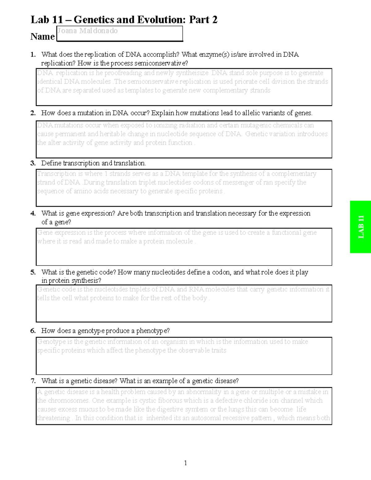 BIO 150 lab 11 assignment - Name What does the replication of DNA ...