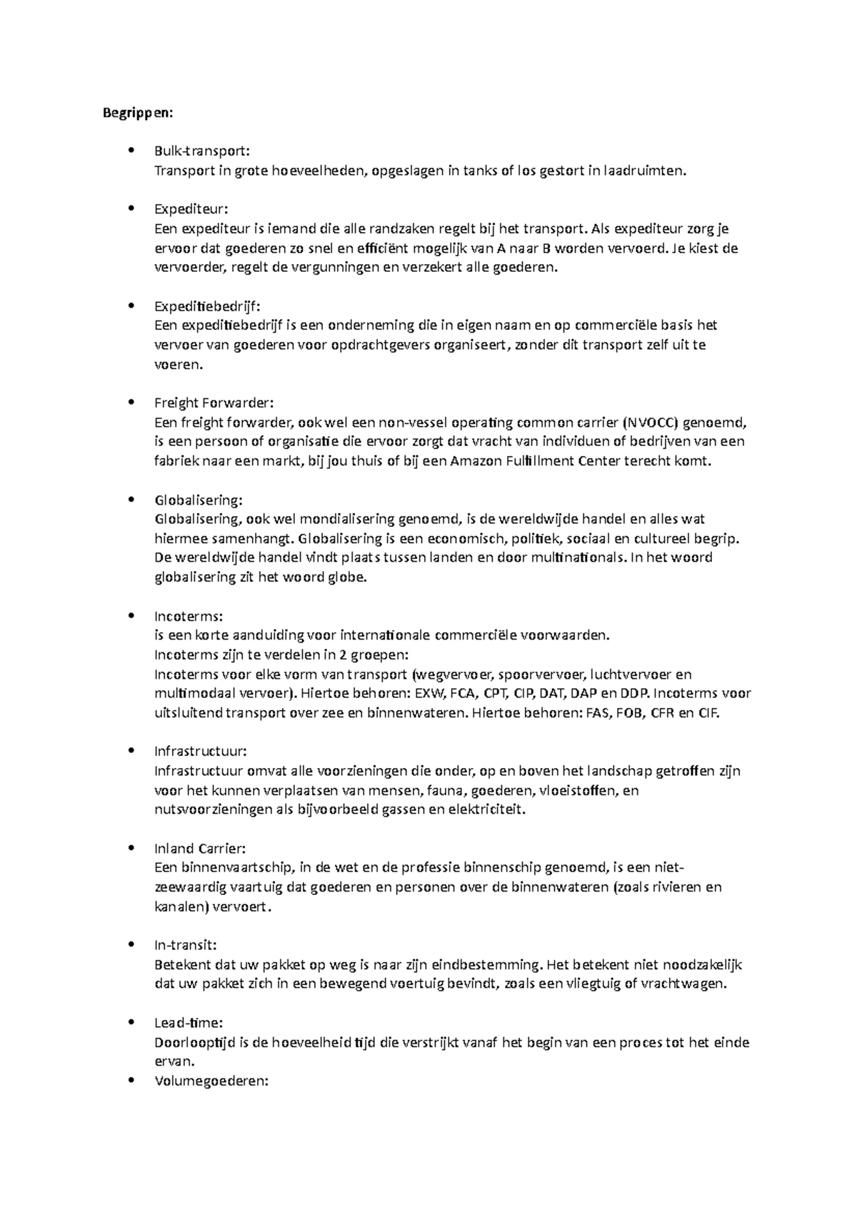 Begrippen slide 21 van Hoofdstuk 1 Begrippen Bulktransport