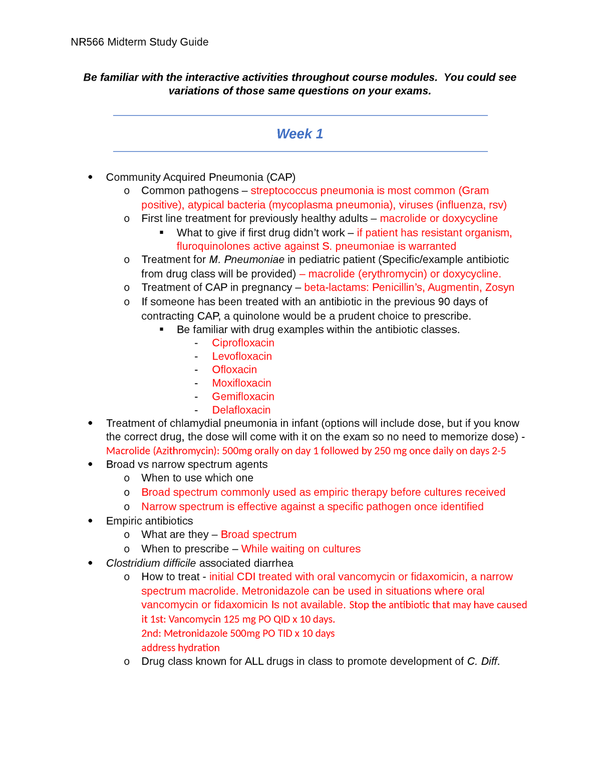 Completed NR566 Midterm Study Guide - Be Familiar With The Interactive ...