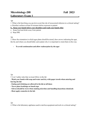 Bio 208-Exam 1-Study Guide-3 - BIO 105 – 208 - Microbiology Exam 1 ...