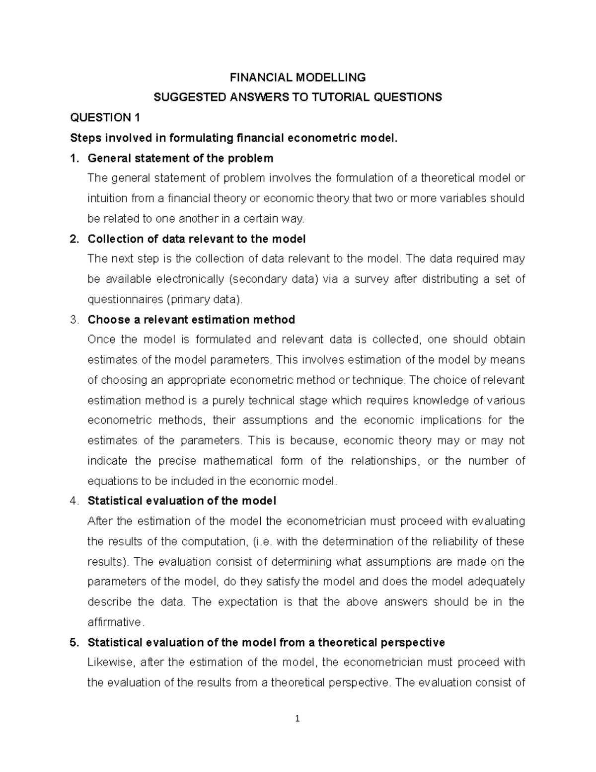 Tutorial Question Solution - **FINANCIAL MODELLING SUGGESTED ANSWERS TO ...