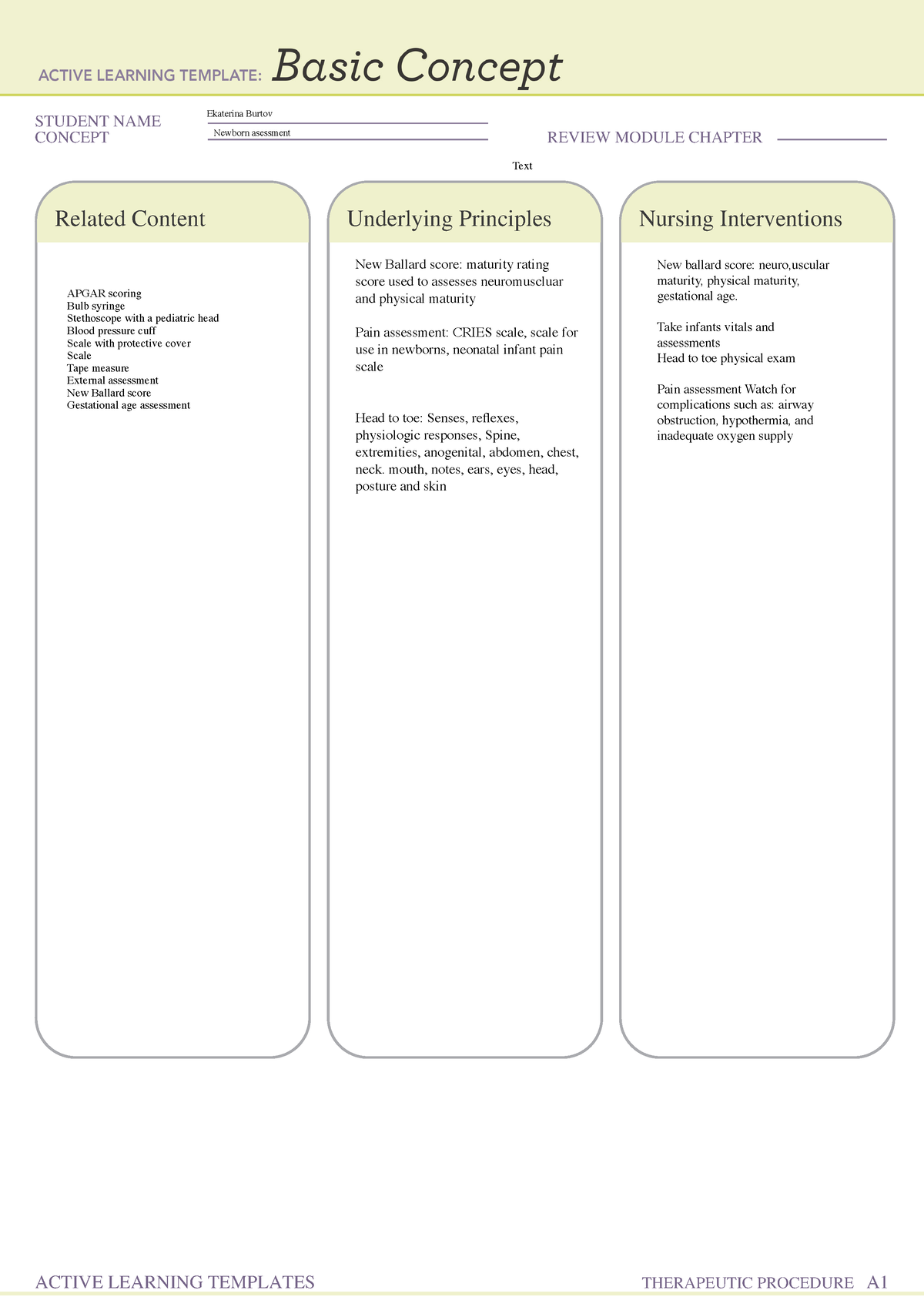 Newbe asessment - ati template - NUR2420 - STUDENT NAME CONCEPT REVIEW ...