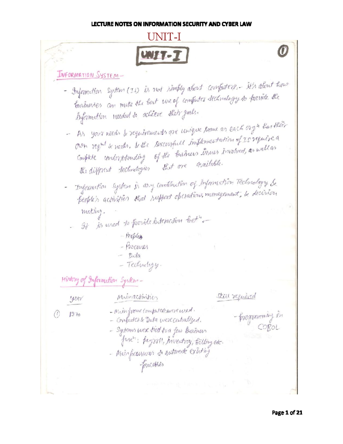 ISCL UNIT-I(2012-13) Handwritten Notes - Computer Science & Engineering ...