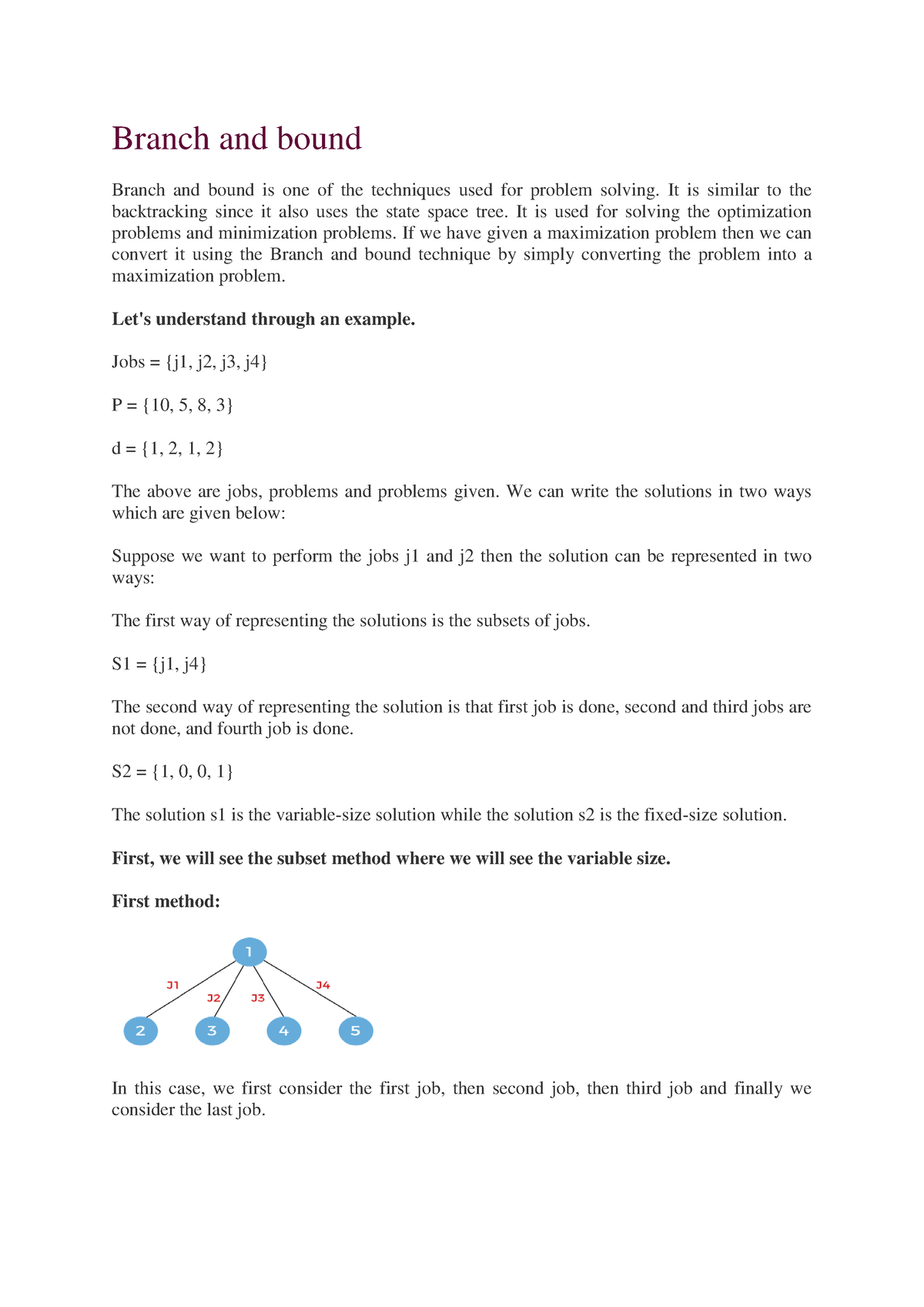 Unit-5 - Algorithm - Branch And Bound Branch And Bound Is One Of The ...