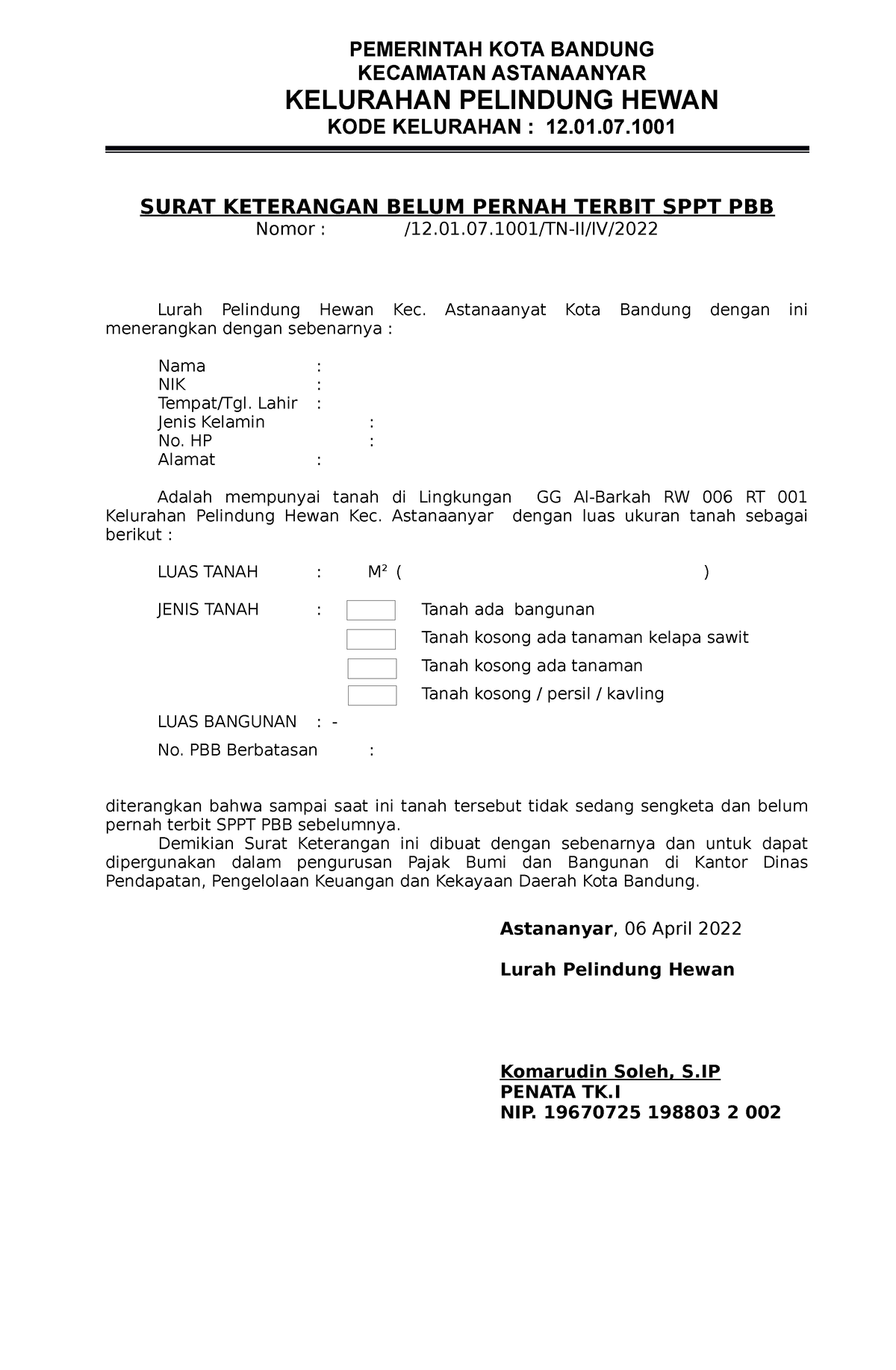 360831355 Surat Keterangan Belum Pernah Terbit Sppt Pbb - SURAT ...