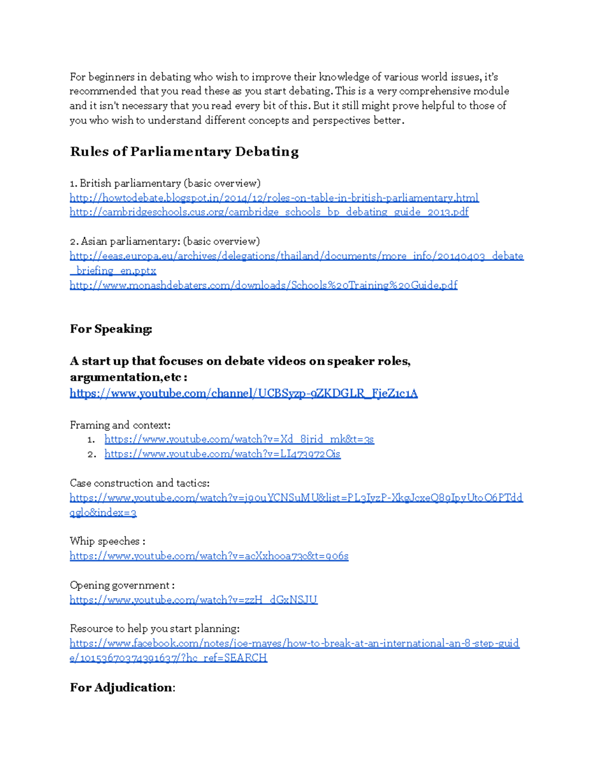 Resources [7369] - Links - For beginners in debating who wish to ...