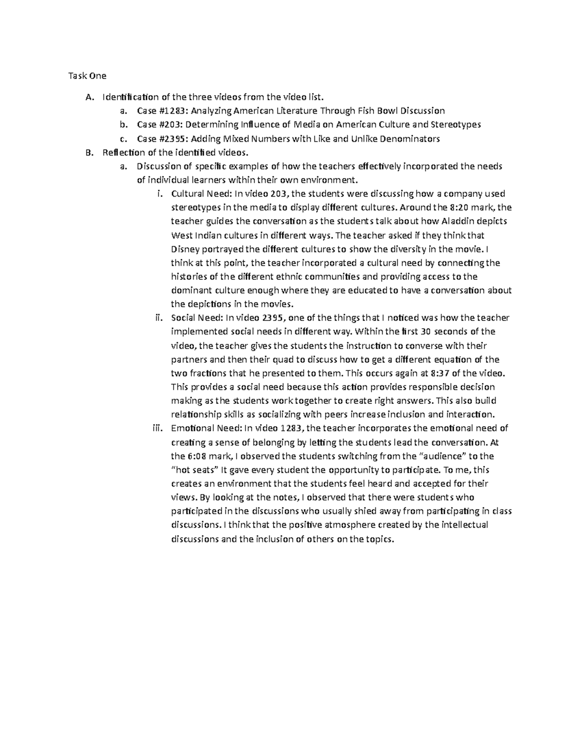 Comm Task 1 - Comm Task 1 - Task One A. Identification of the three ...