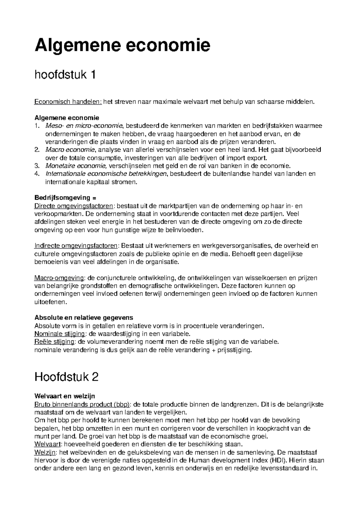 Samenvatting Macro Economische Ontwikkelingen En Bedrijfsomgeving ...