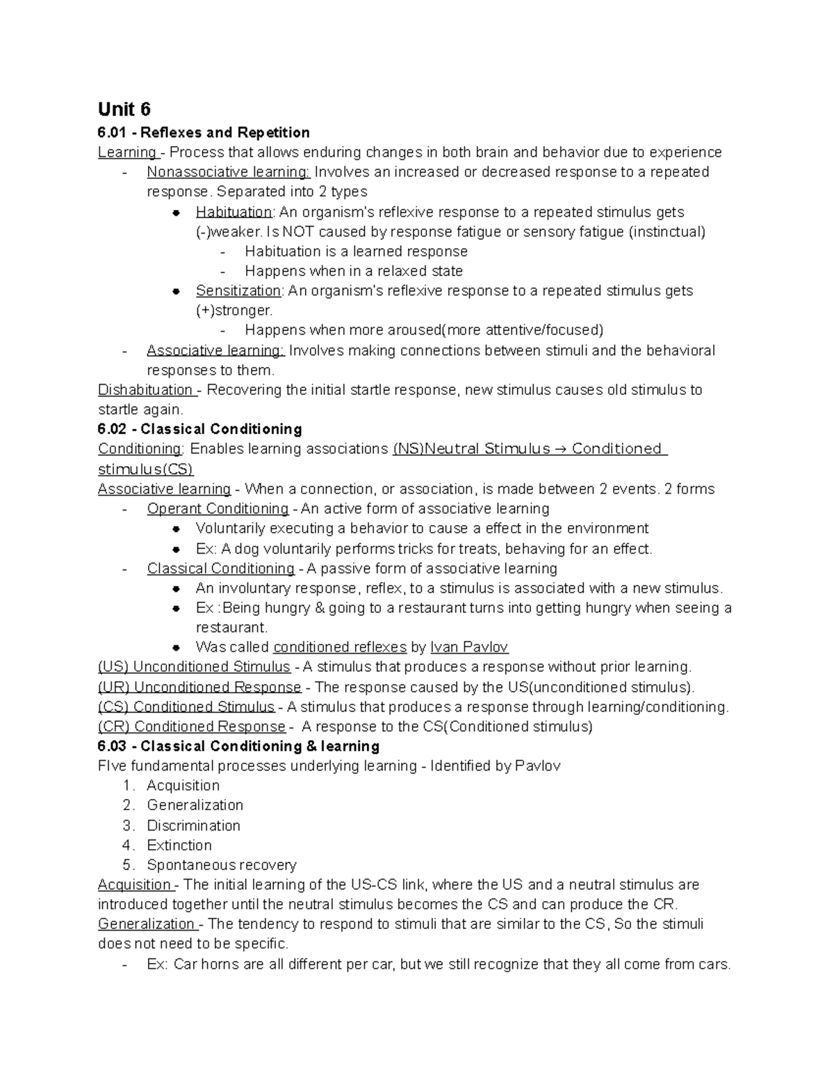Chapter 6-7 - Lecture notes 6/7 - Unit 6 6 - Reflexes and Repetition ...