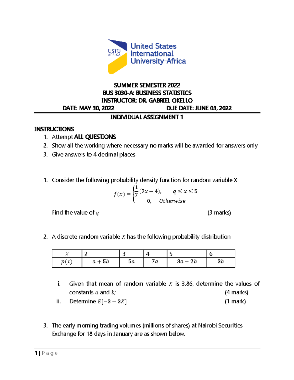 Assignment 1 - 1 | P a g e SUMMER SEMESTER 2022 BUS 3030 - A: BUSINESS ...