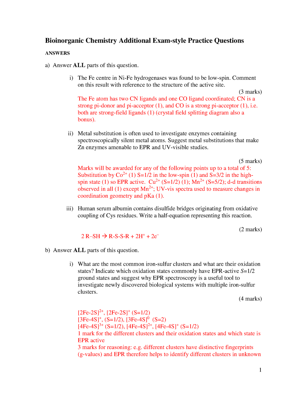 bioinorganic chemistry nptel assignment answers