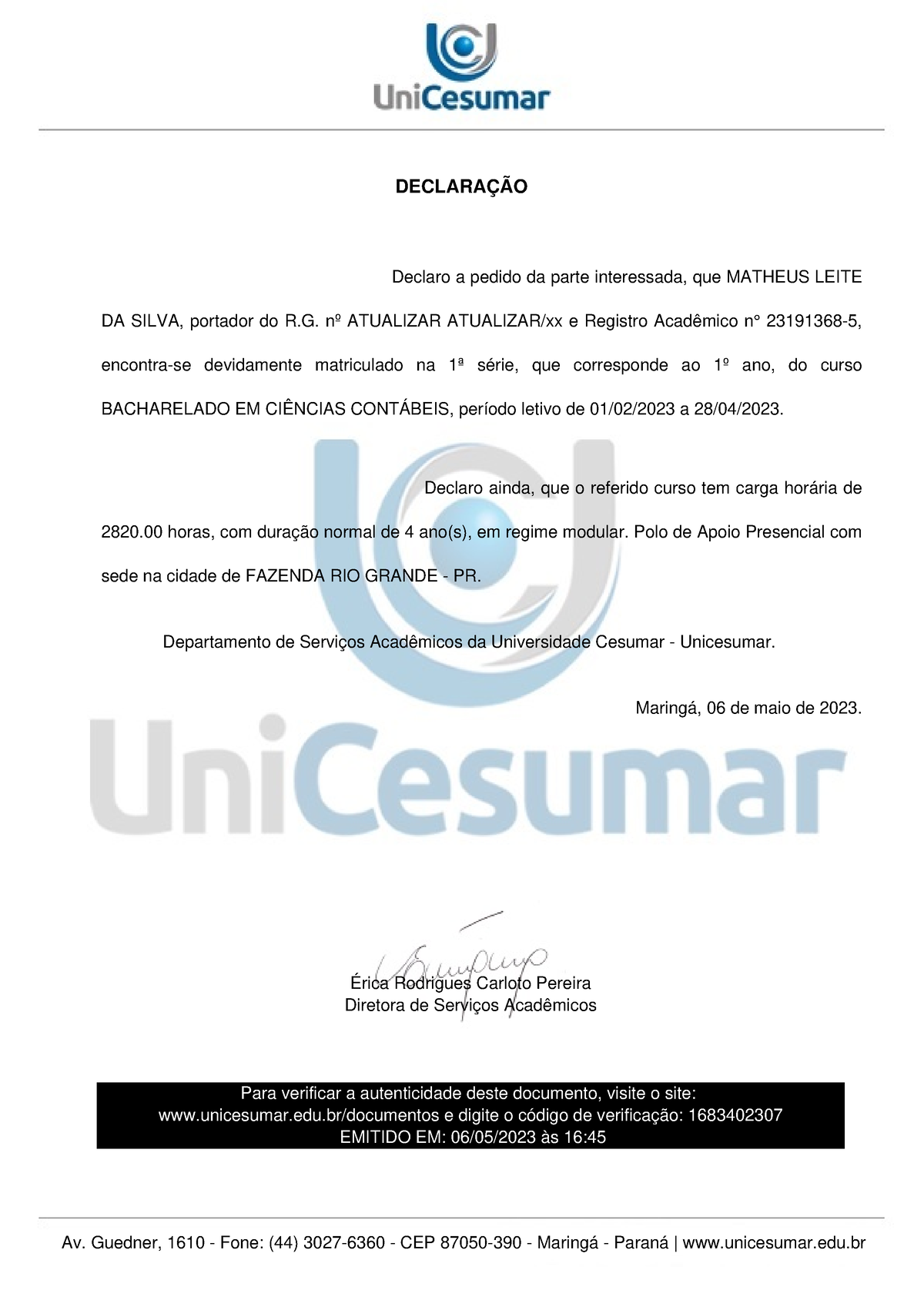 Declaracao - Bhd - DECLARAÇÃO Declaro A Pedido Da Parte Interessada ...