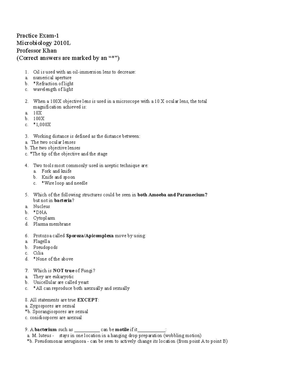 MCB2010 L Practice Exam 1 (Multiple Choice) - Practice Exam ...