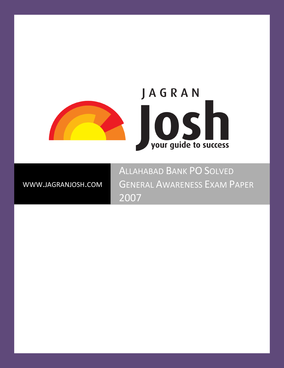 Allahabad Bank Po Solved General Awareness Exam Paper 2007 - Www 