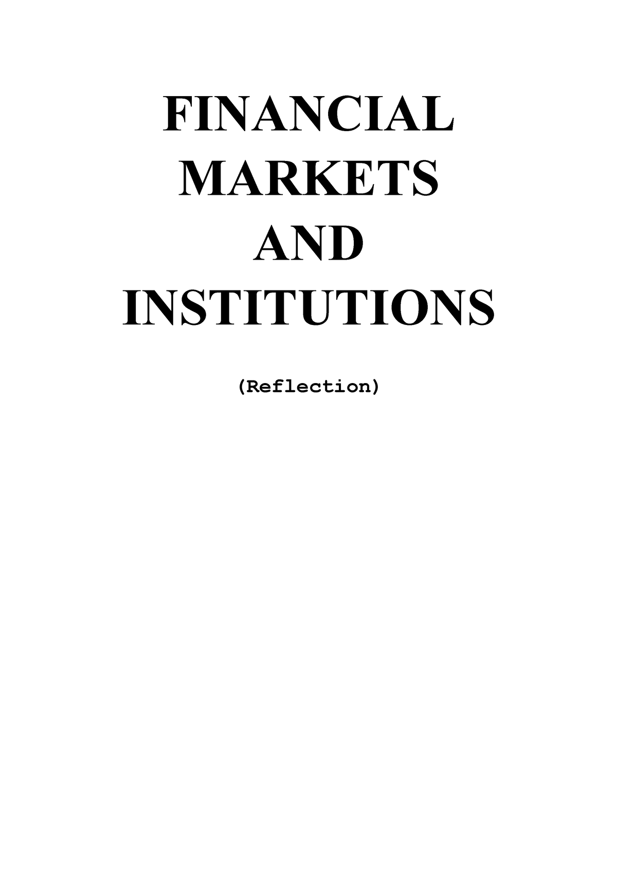 financial markets dissertations