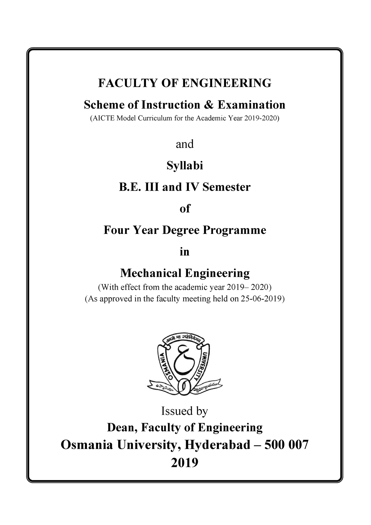 BE 24 Mech Syllabus - Abdccf - FACULTY OF ENGINEERING Scheme Of ...