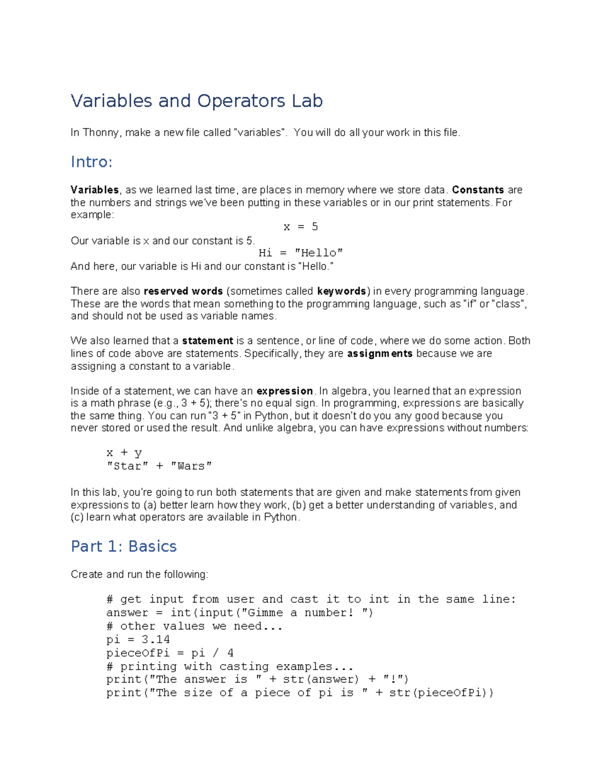 05 Variables and Operators Lab - Variables and Operators Lab In Thonny ...