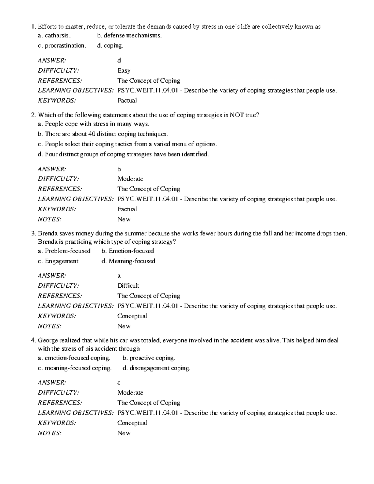 Chapter 4 Coping Processes - - Studocu