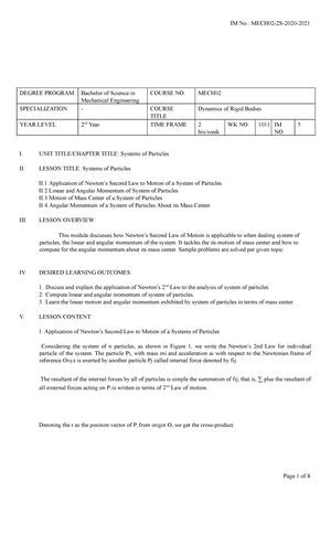 Eng Dwng Week 5-6 - week 5-6 - DEGREE PROGRAM BSME COURSE NO. Drawing 1 ...