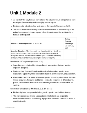 Unit 1 Module 1 - In Class Notes - Unit 1 Module 1 1 Unit 1 Module 1 ...