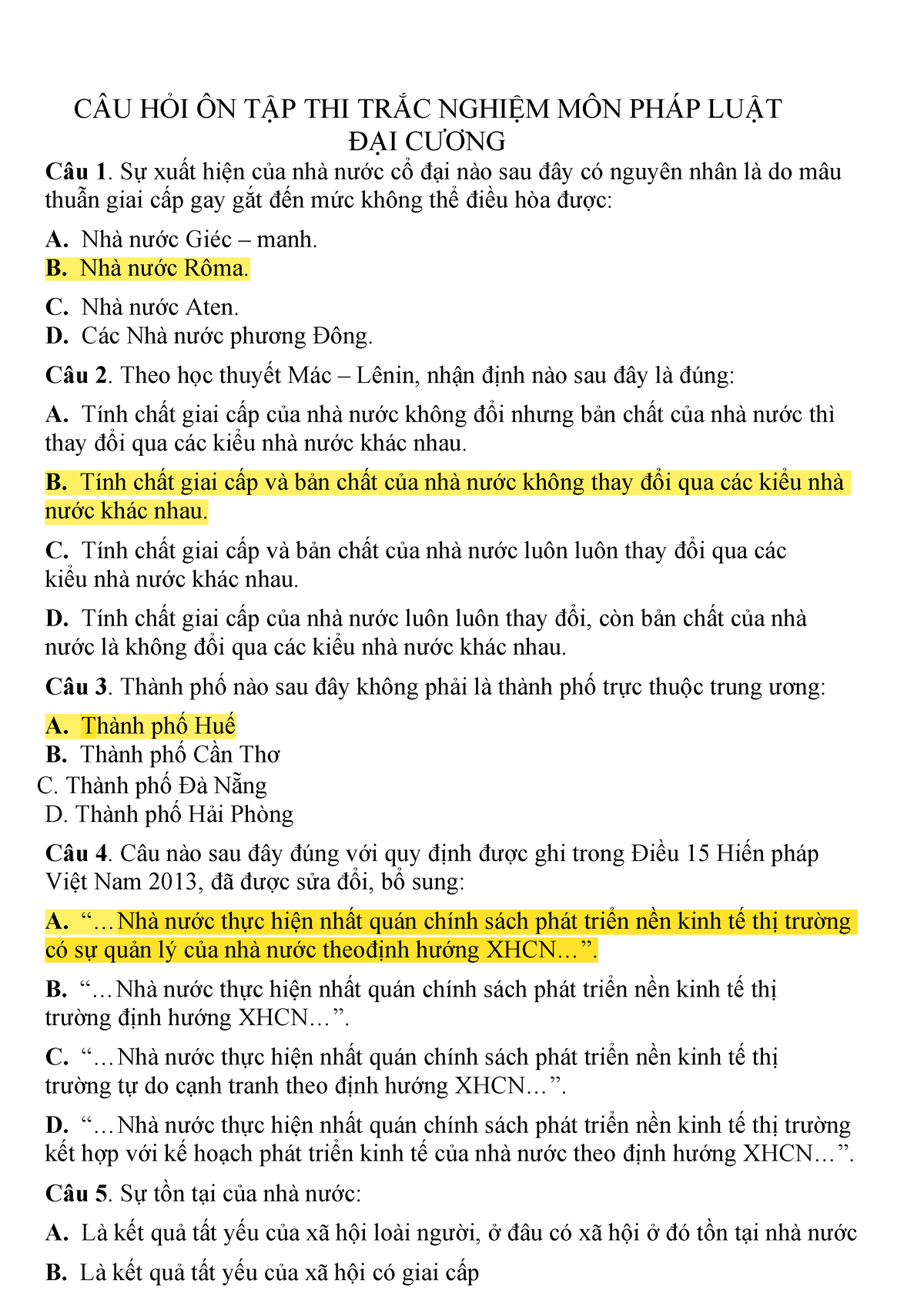 700 Cau Hoi Trac Nghiem Phap Luat Dai Cuong - CÂU HỎI ÔN TẬP THI TRẮC ...