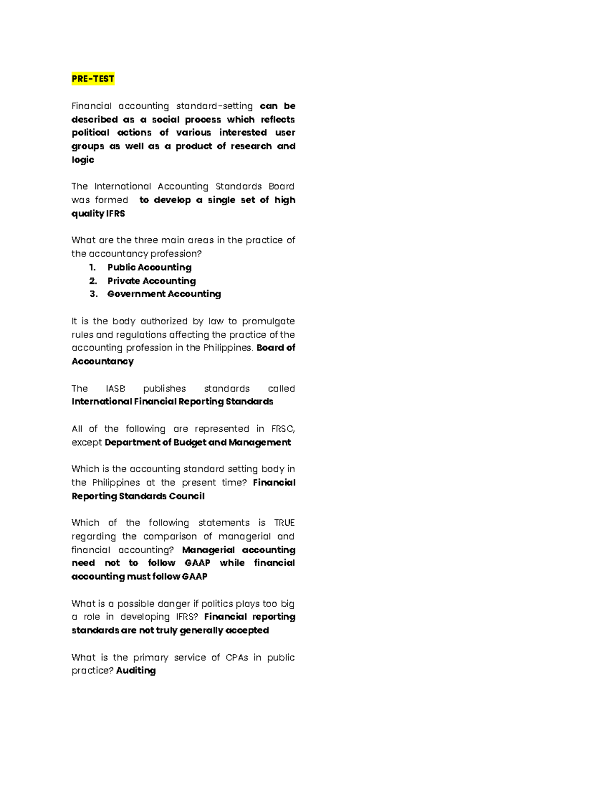 Conceptual Framework & Accounting Standards - PRE-TEST Financial ...