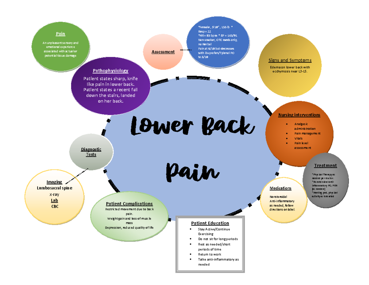 Pain concept map - Lower Back Pain Assessment Signs and Symptoms Edema ...