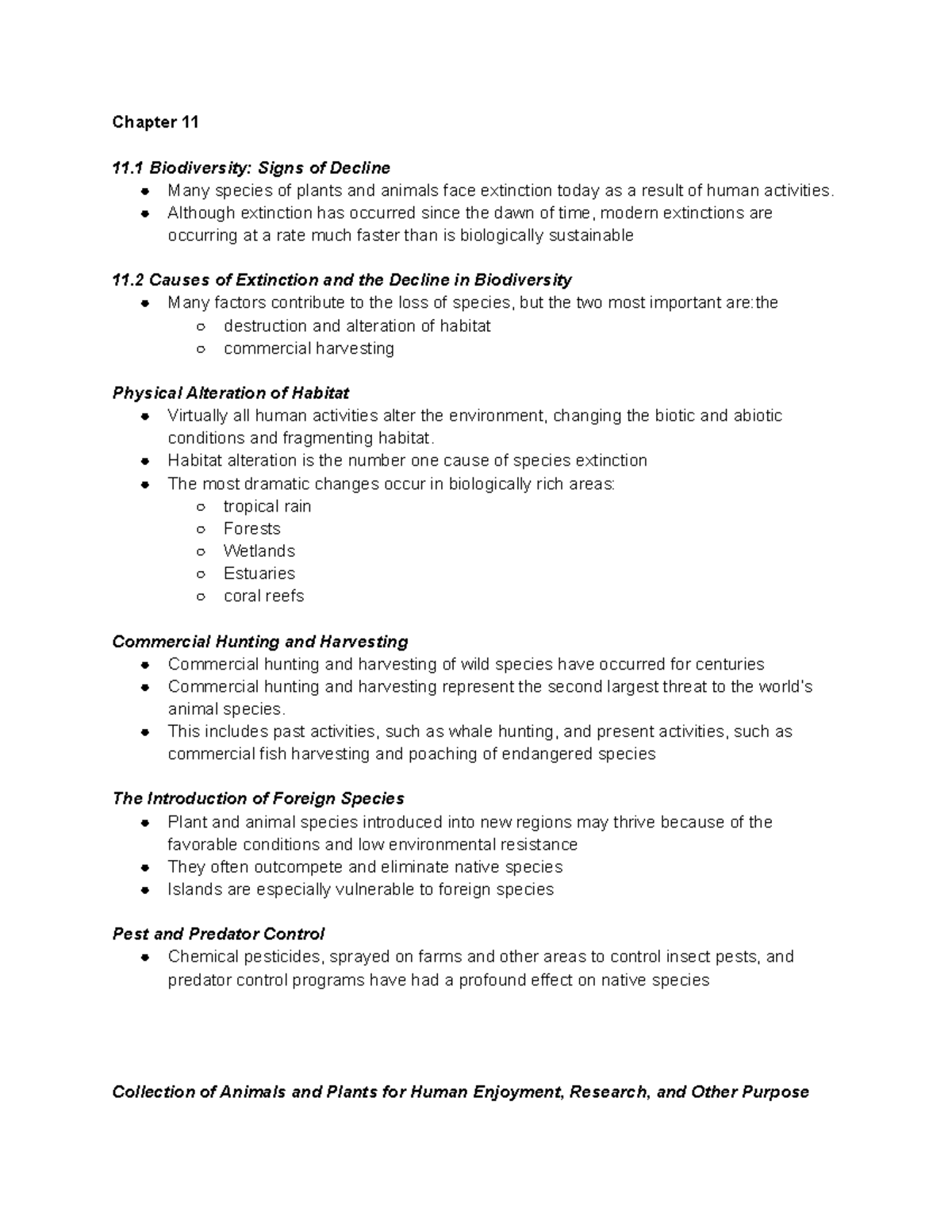 chapter-11-notes-chapter-11-11-biodiversity-signs-of-decline-many